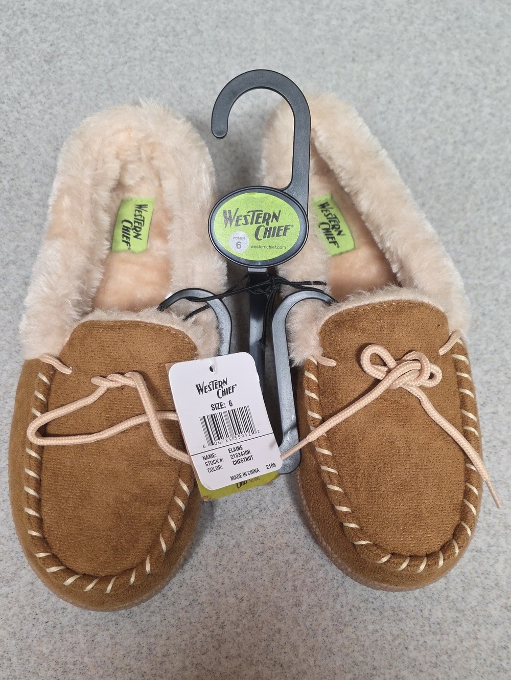Western Chief Brown Plush-Lined Moccasin Slippers